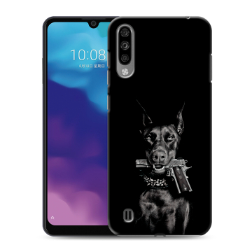 Силиконовый чехол на ZTE Blade A7 (2020) с принтом Доберман и пистолет Силиконовый чехол на ZTE Blade A7 (2020) с принтом Доберман и пистолет