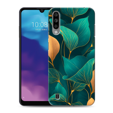 Силиконовый чехол на ZTE Blade A7 (2020) с принтом Листья и золото
