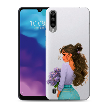 Силиконовый чехол на ZTE Blade A7 (2020) с принтом девушка цветы