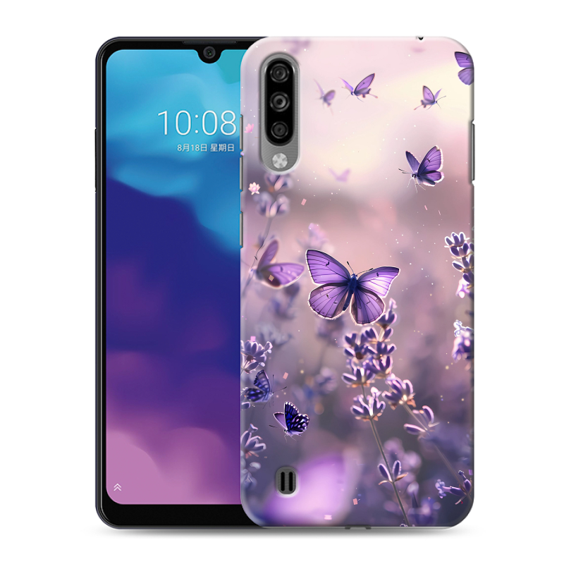 Силиконовый чехол на ZTE Blade A7 (2020) с принтом бабочки и лаванда Силиконовый чехол на ZTE Blade A7 (2020) с принтом бабочки и лаванда