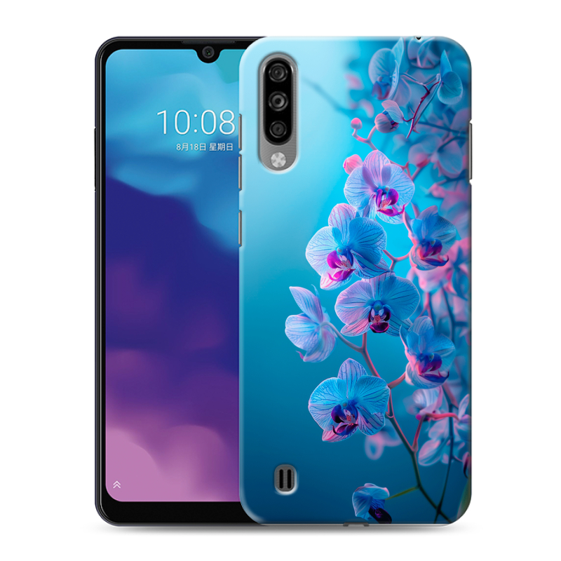 Силиконовый чехол на ZTE Blade A7 (2020) с принтом голубые орхидеи Силиконовый чехол на ZTE Blade A7 (2020) с принтом голубые орхидеи