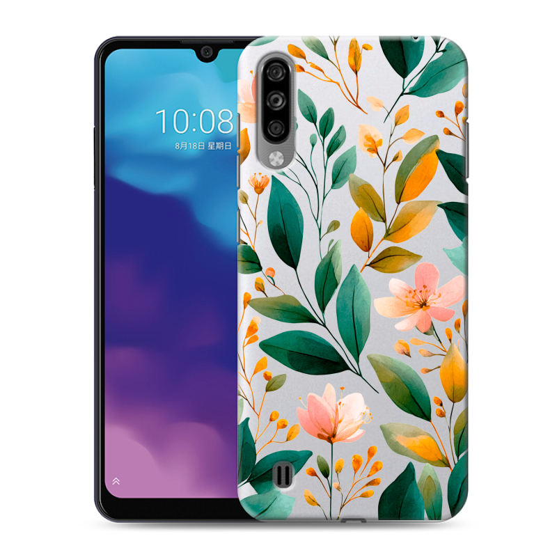 Силиконовый чехол на ZTE Blade A7 (2020) с принтом Цветы паттерн Силиконовый чехол на ZTE Blade A7 (2020) с принтом Цветы паттерн