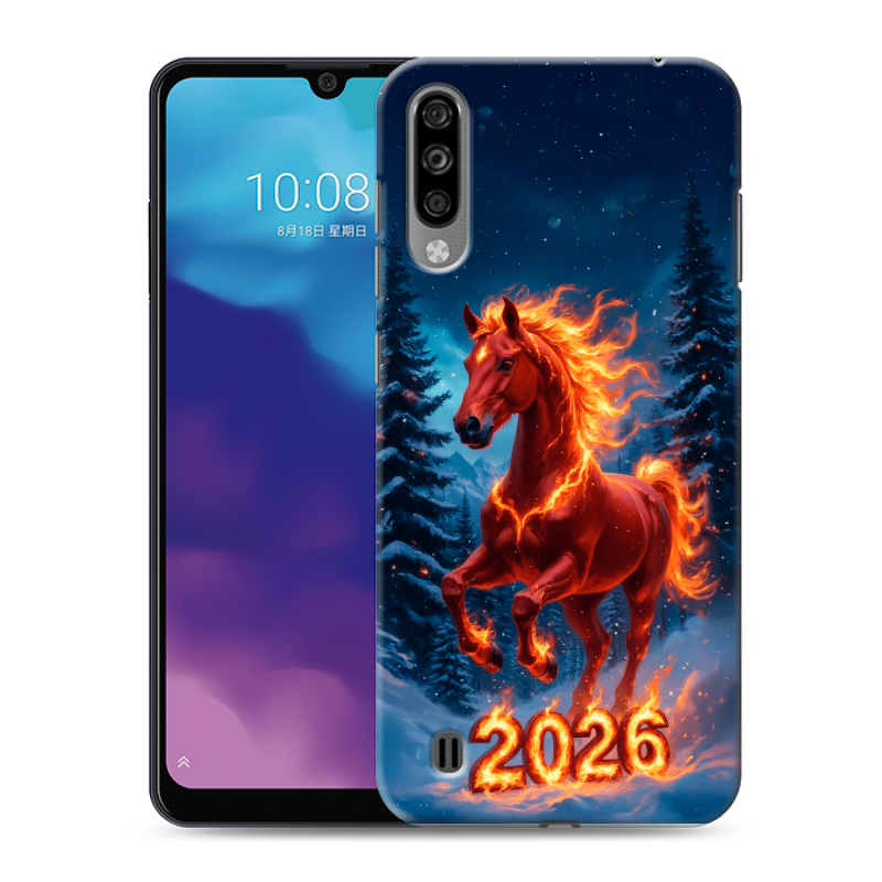 Силиконовый чехол на ZTE Blade A7 (2020) с принтом Новый год коня Силиконовый чехол на ZTE Blade A7 (2020) с принтом Новый год коня
