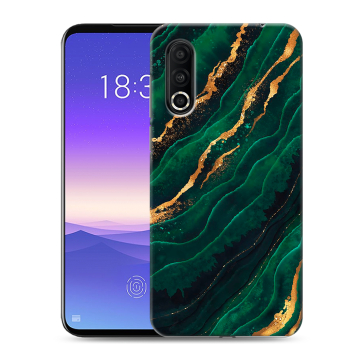 Пластиковый чехол на Meizu 16s Pro с принтом Мрамор зеленое золото Пластиковый чехол на Meizu 16s Pro с принтом Мрамор зеленое золото