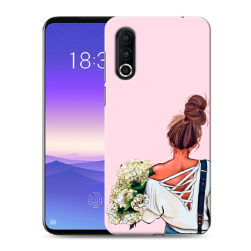 Пластиковый чехол на Meizu 16s Pro с принтом Девушка и букет Пластиковый чехол на Meizu 16s Pro с принтом Девушка и букет