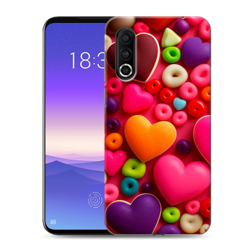 Пластиковый чехол на Meizu 16s Pro с принтом Сердечки Пластиковый чехол на Meizu 16s Pro с принтом Сердечки