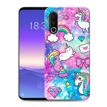 Пластиковый чехол на Meizu 16s Pro с принтом Единороги Пластиковый чехол на Meizu 16s Pro с принтом Единороги