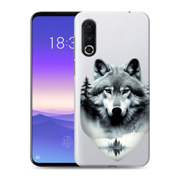 Пластиковый чехол на Meizu 16s Pro с принтом Волк в лесу