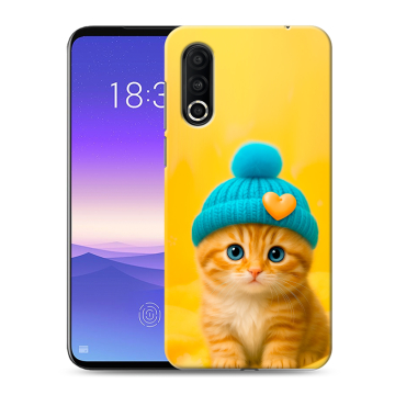 Пластиковый чехол на Meizu 16s Pro с принтом Котенок в шапке Пластиковый чехол на Meizu 16s Pro с принтом Котенок в шапке
