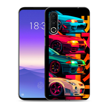 Пластиковый чехол на Meizu 16s Pro с принтом Гоночные машины