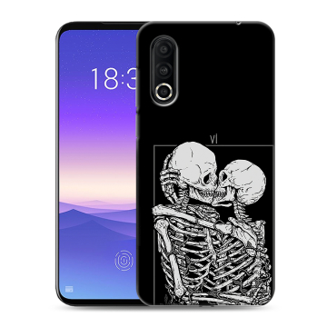 Пластиковый чехол на Meizu 16s Pro с принтом Поцелуй скелетов