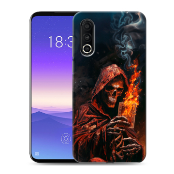 Пластиковый чехол на Meizu 16s Pro с принтом Скелет и карты