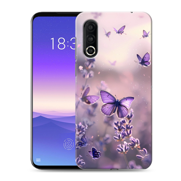 Пластиковый чехол на Meizu 16s Pro с принтом бабочки и лаванда