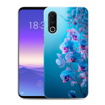 Пластиковый чехол на Meizu 16s Pro с принтом голубые орхидеи