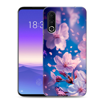 Пластиковый чехол на Meizu 16s Pro с принтом цветы бабочки