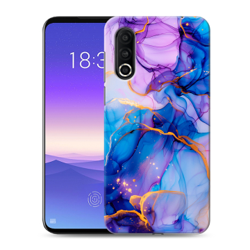 Пластиковый чехол на Meizu 16s Pro с принтом синий мрамор