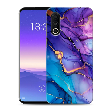 Пластиковый чехол на Meizu 16s Pro с принтом синий мрамор