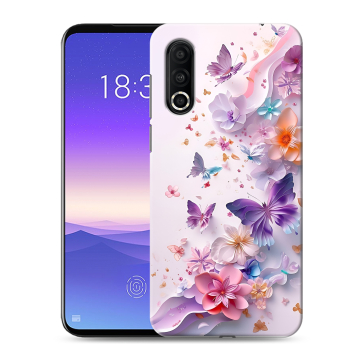 Пластиковый чехол на Meizu 16s Pro с принтом цветы бабочки Пластиковый чехол на Meizu 16s Pro с принтом цветы бабочки
