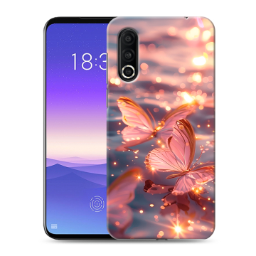 Пластиковый чехол на Meizu 16s Pro с принтом бабочки розовые