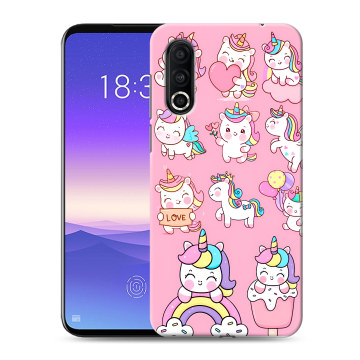 Пластиковый чехол на Meizu 16s Pro с принтом Единороги и радуга Пластиковый чехол на Meizu 16s Pro с принтом Единороги и радуга