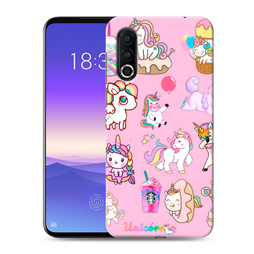 Пластиковый чехол на Meizu 16s Pro с принтом розовые единороги