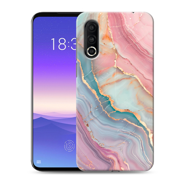 Пластиковый чехол на Meizu 16s Pro с принтом розовый мрамор