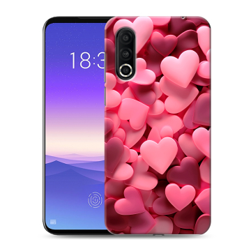 Пластиковый чехол на Meizu 16s Pro с принтом розовые сердечки