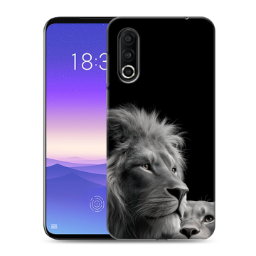 Пластиковый чехол на Meizu 16s Pro с принтом Лев кошки