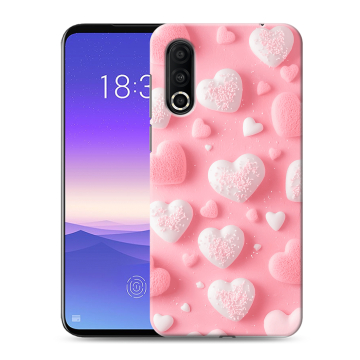 Пластиковый чехол на Meizu 16s Pro с принтом Сердечки