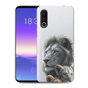 Пластиковый чехол на Meizu 16s Pro с принтом Львы