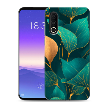 Пластиковый чехол на Meizu 16s Pro с принтом Листья и золото