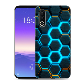 Пластиковый чехол на Meizu 16s Pro с принтом Неоновые соты