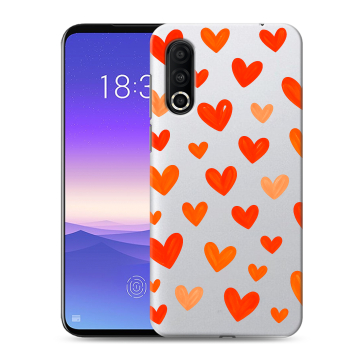 Пластиковый чехол на Meizu 16s Pro с принтом Сердечки