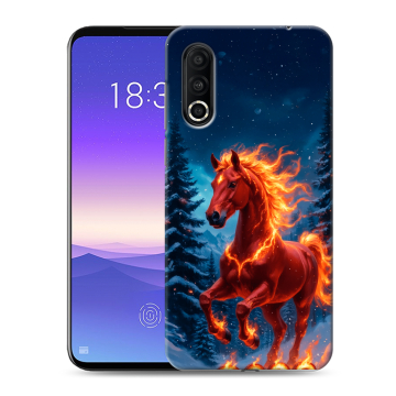 Пластиковый чехол на Meizu 16s Pro с принтом Новый год коня