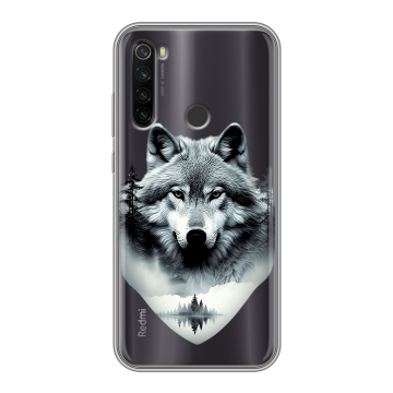 Силиконовый противоударный чехол на Xiaomi RedMi Note 8T с принтом Волк в лесу Силиконовый противоударный чехол на Xiaomi RedMi Note 8T с принтом Волк в лесу