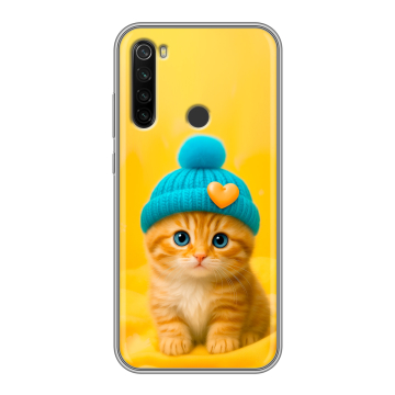 Силиконовый противоударный чехол на Xiaomi RedMi Note 8T с принтом Котенок в шапке Силиконовый противоударный чехол на Xiaomi RedMi Note 8T с принтом Котенок в шапке