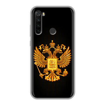 Силиконовый противоударный чехол на Xiaomi RedMi Note 8T с принтом Герб России желтый
