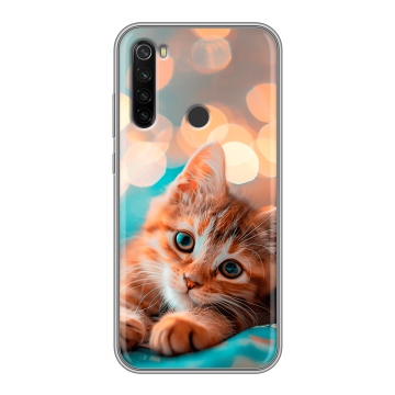 Силиконовый противоударный чехол на Xiaomi RedMi Note 8T с принтом котик Силиконовый противоударный чехол на Xiaomi RedMi Note 8T с принтом котик