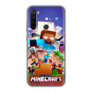 Силиконовый противоударный чехол на Xiaomi RedMi Note 8T с принтом Майнкрафт Minecraft