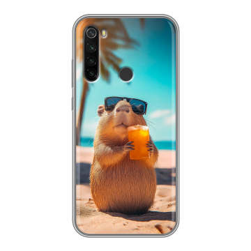 Силиконовый противоударный чехол на Xiaomi RedMi Note 8T с принтом Капибара