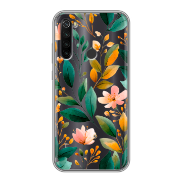 Силиконовый противоударный чехол на Xiaomi RedMi Note 8T с принтом Цветы паттерн Силиконовый противоударный чехол на Xiaomi RedMi Note 8T с принтом Цветы паттерн