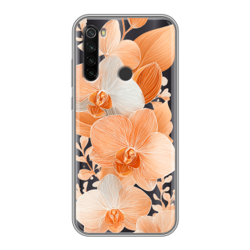 Силиконовый противоударный чехол на Xiaomi RedMi Note 8T с принтом Бежевые цветы Силиконовый противоударный чехол на Xiaomi RedMi Note 8T с принтом Бежевые цветы