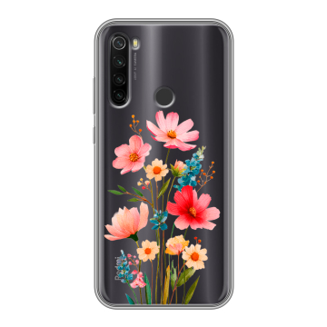 Силиконовый противоударный чехол на Xiaomi RedMi Note 8T с принтом Цветы Силиконовый противоударный чехол на Xiaomi RedMi Note 8T с принтом Цветы