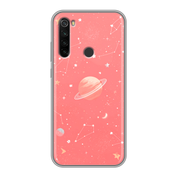 Силиконовый противоударный чехол на Xiaomi RedMi Note 8T с принтом Розовый космос Силиконовый противоударный чехол на Xiaomi RedMi Note 8T с принтом Розовый космос