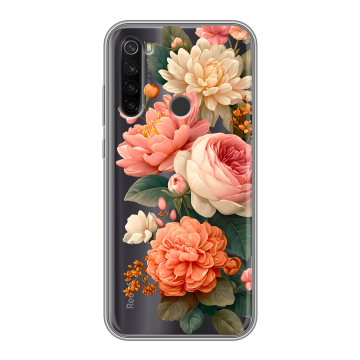 Силиконовый противоударный чехол на Xiaomi RedMi Note 8T с принтом цветы