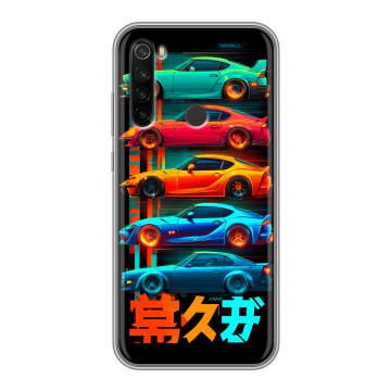 Силиконовый противоударный чехол на Xiaomi RedMi Note 8T с принтом машины тачки