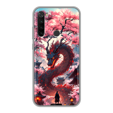 Силиконовый противоударный чехол на Xiaomi RedMi Note 8T с принтом Дракон Японский Силиконовый противоударный чехол на Xiaomi RedMi Note 8T с принтом Дракон Японский