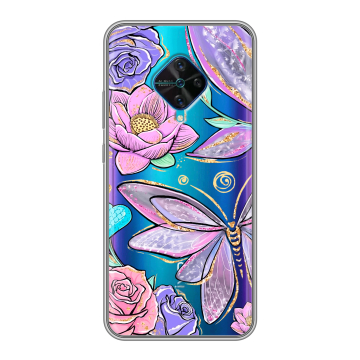Силиконовый чехол на Vivo V17 с принтом Бабочки и цветы Силиконовый чехол на Vivo V17 с принтом Бабочки и цветы