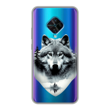 Силиконовый чехол на Vivo V17 с принтом Волк в лесу Силиконовый чехол на Vivo V17 с принтом Волк в лесу