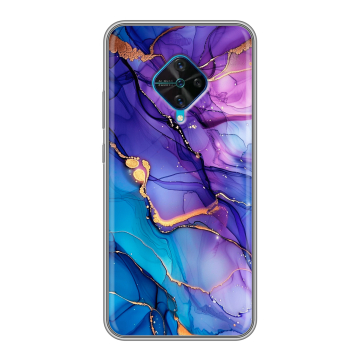 Силиконовый чехол на Vivo V17 с принтом синий мрамор Силиконовый чехол на Vivo V17 с принтом синий мрамор